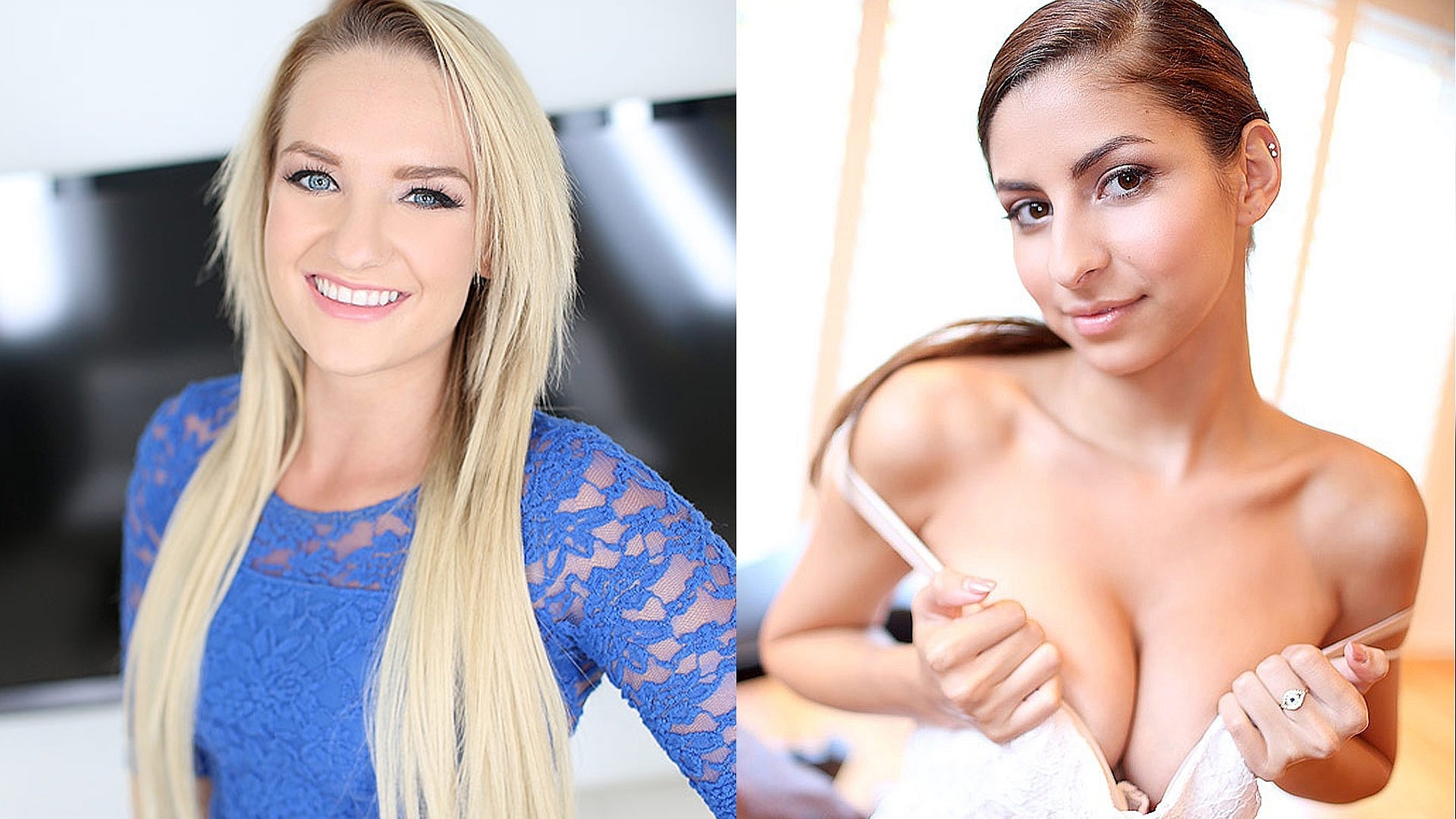Cali Carter and Nina North POV, Two Sexy Babes Satisfy Two Nice Dicks