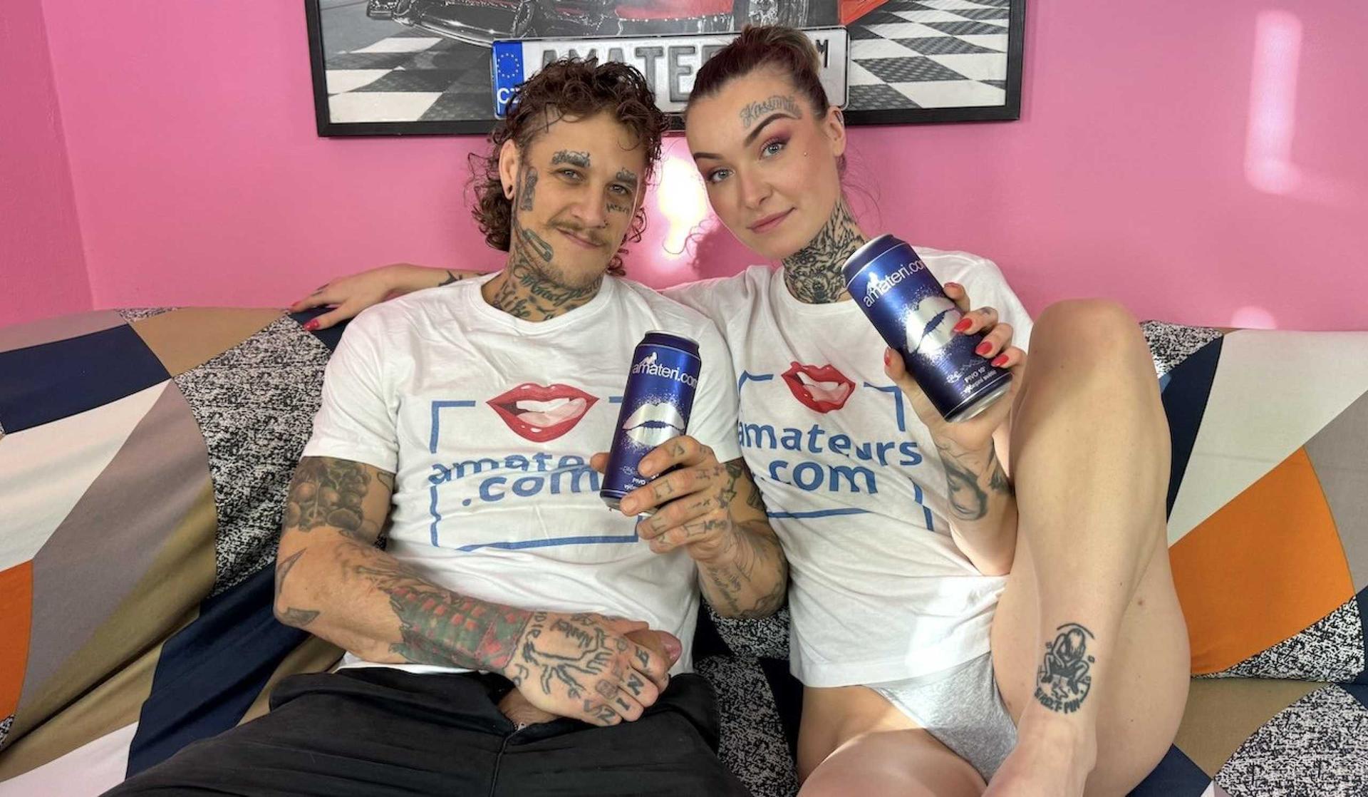 Tattooed amateur couple loves it hard