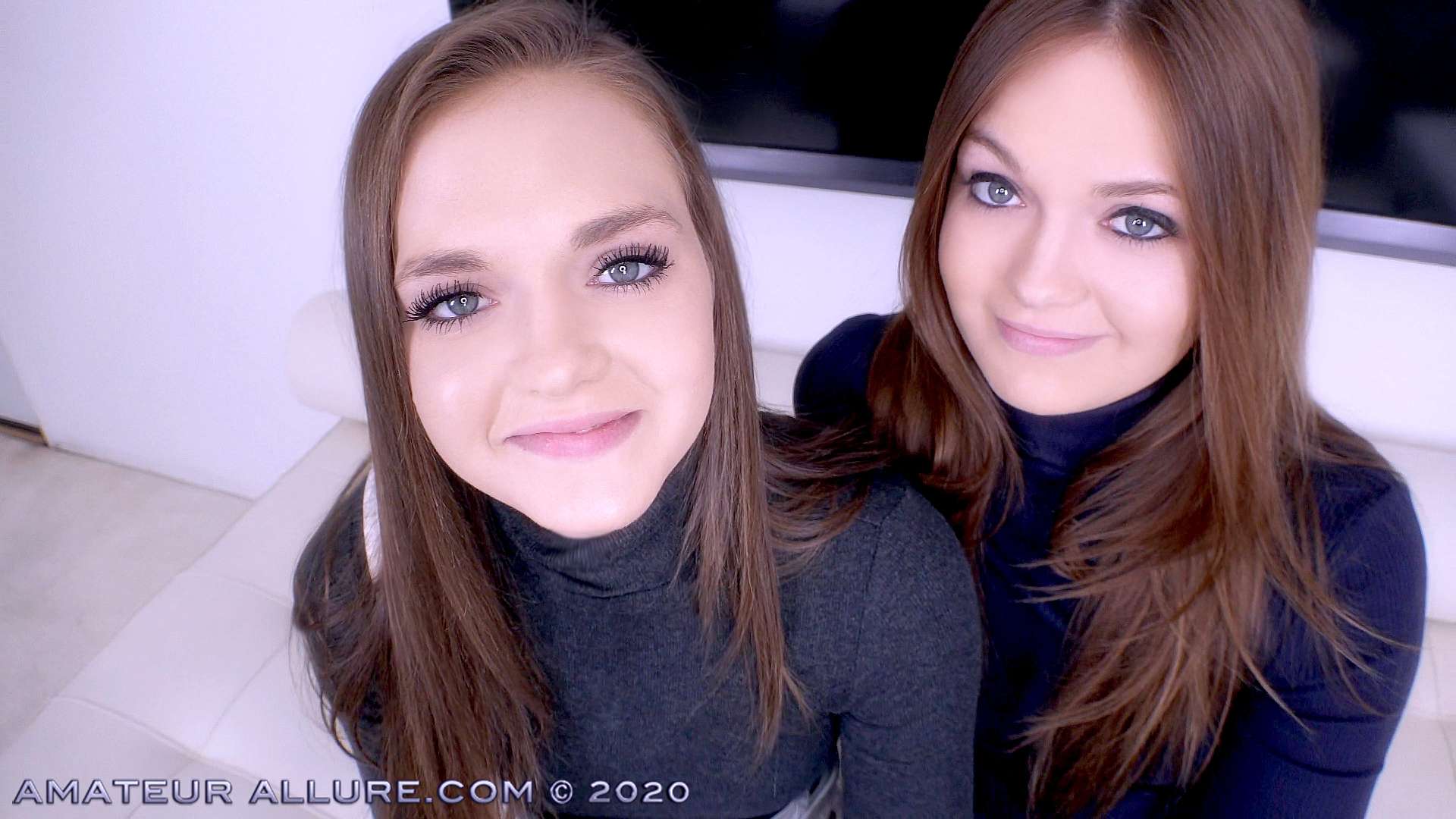 Amateur Allure Welcomes TWIN SISTERS Joey and Sami White to Give POV Blowjob and Swallow Cum