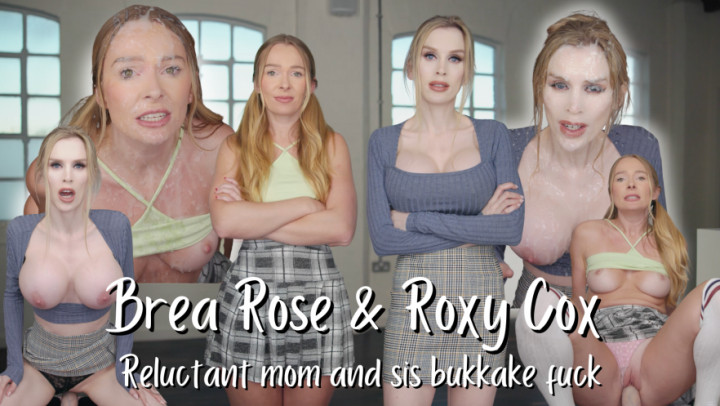 Reluctant step-mom and step-sister bukkake fuck