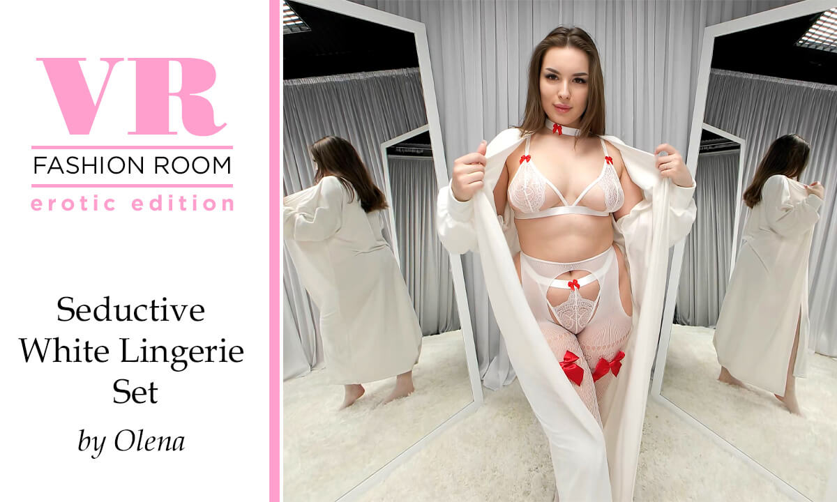 Olena Tries On Seductive White Lingerie Set