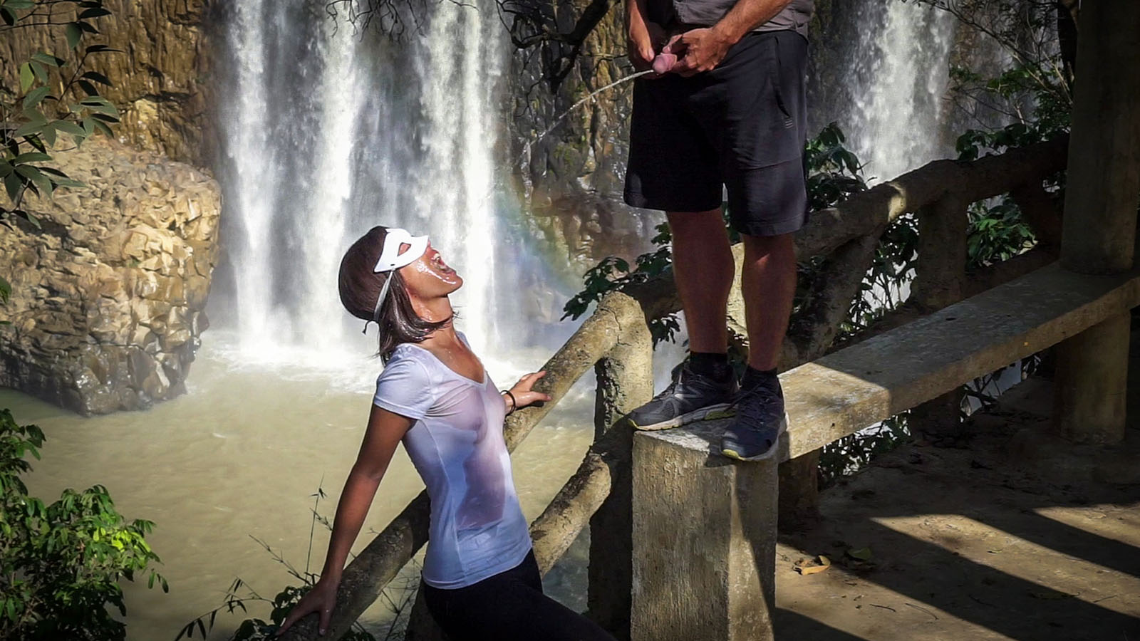 So much Piss and Cum at the Waterfall!