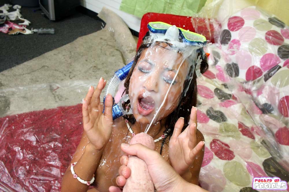 Asian Swims In Cum!