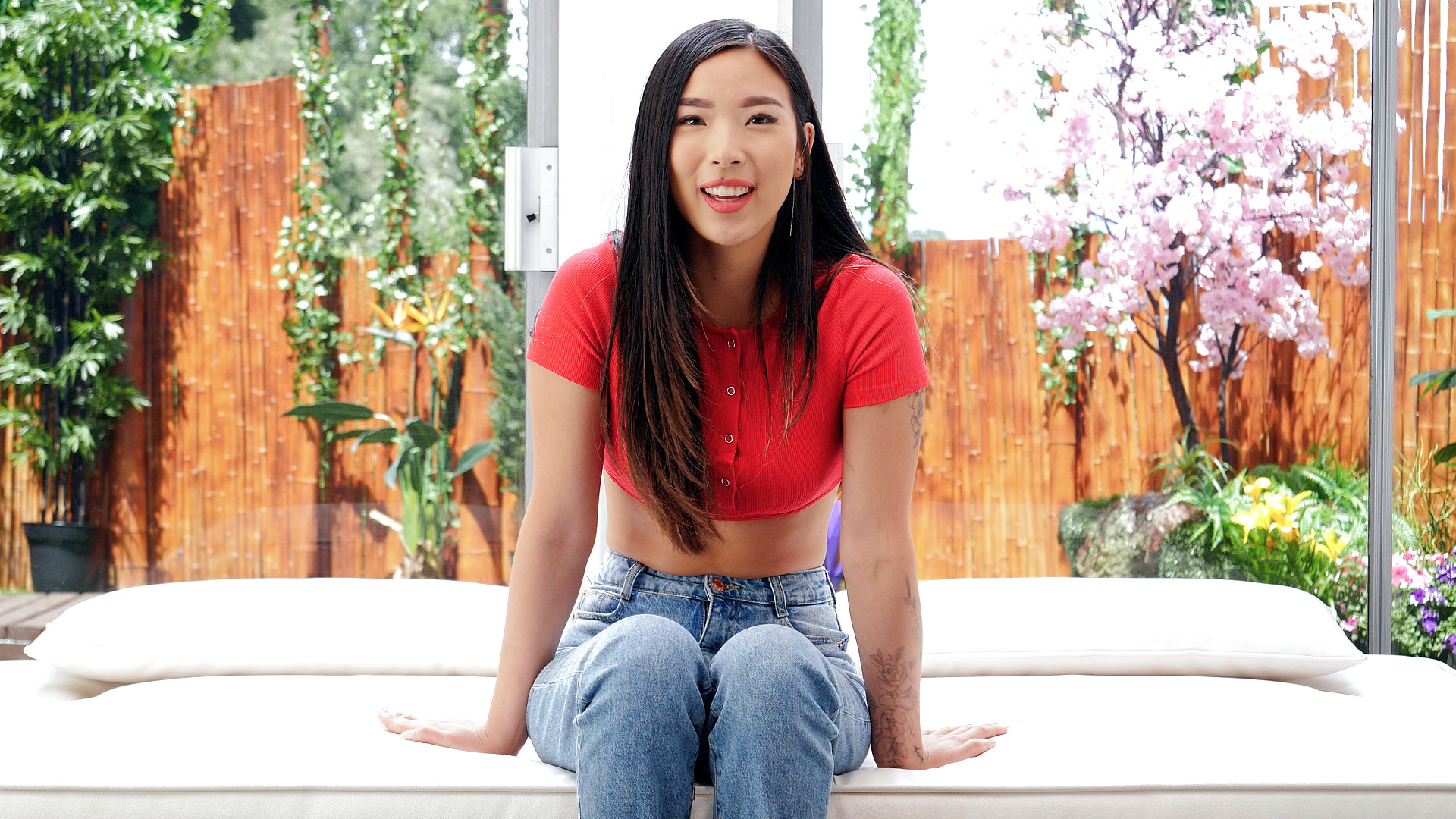 Geeky Asian girl has new experiences